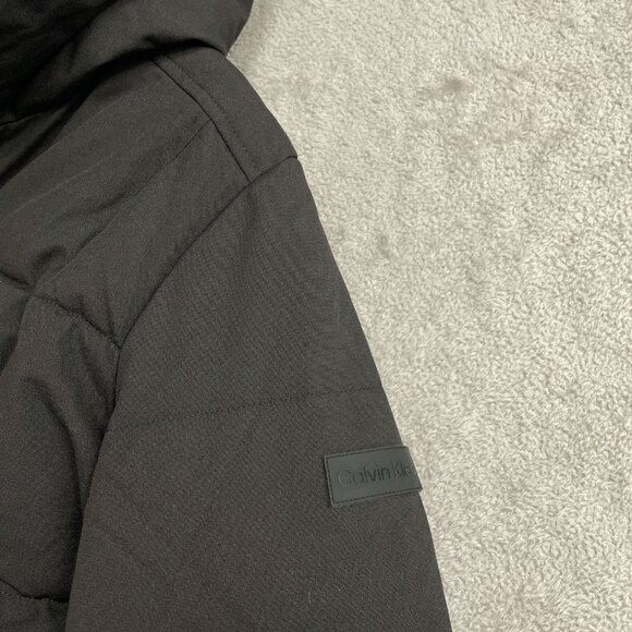 NEW Calvin Klein Women's L Black Puffer Coat With Hood Full Zip - Picture 14 of 16